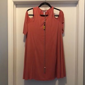 A-Line Cold Shoulder dress w/Necklae included